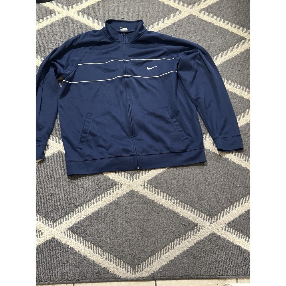 Vintage Y2K Nike Windbreaker Track Jacket Men's XXL Navy Full Zip Mesh Lined 00s